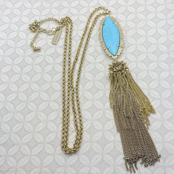 Kendra scott custom Neva tassel necklace turquoise - Picture 1 of 9